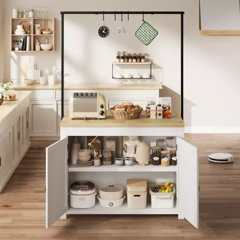 Îlot de cuisine de 42 po avec rangement, Chariot de cuisine multifonctionnel robuste