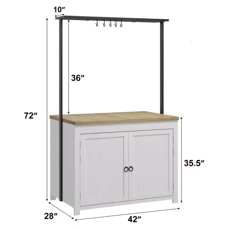 Îlot de cuisine de 42 po avec rangement, Chariot de cuisine multifonctionnel robuste