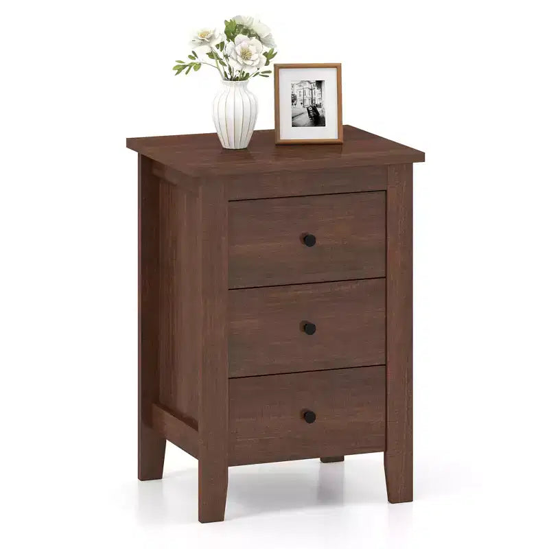 Costway 1PC/2PCS Nightstand End Beside Sofa Table w/ 3 Drawers Bedroom Furniture Black/White