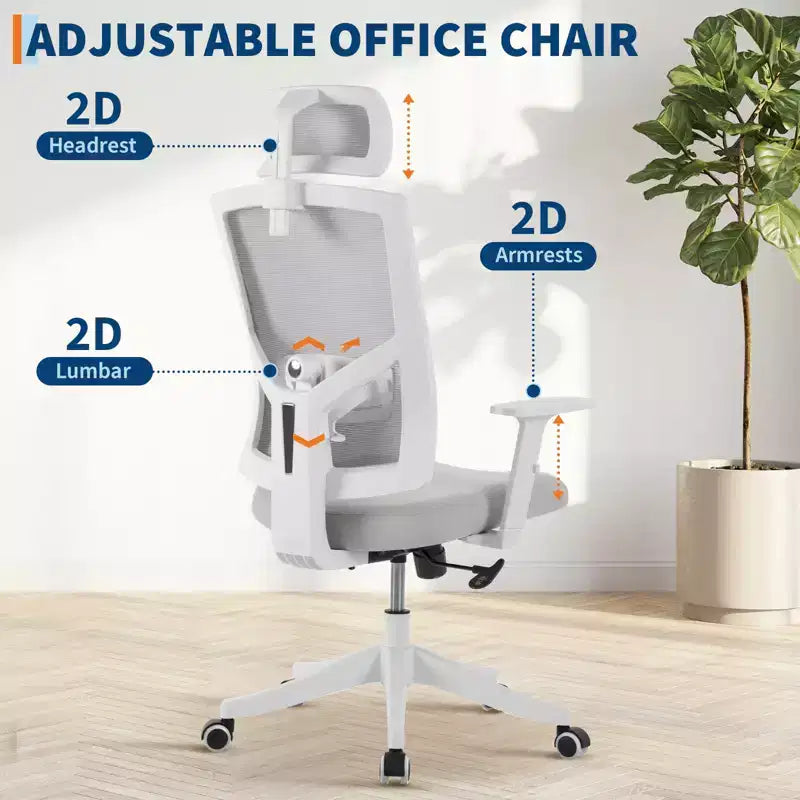 Chaise de bureau ergonomique inclinable avec dossier haut en maille