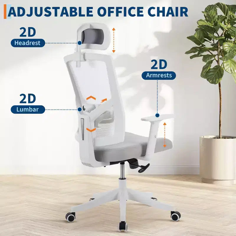 Chaise de bureau ergonomique inclinable avec dossier haut en maille