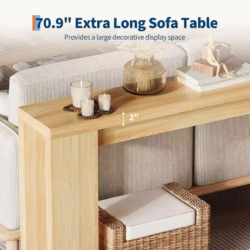 Table console rustique de ferme 70,9 po, table d'appoint en bois au fini chêne