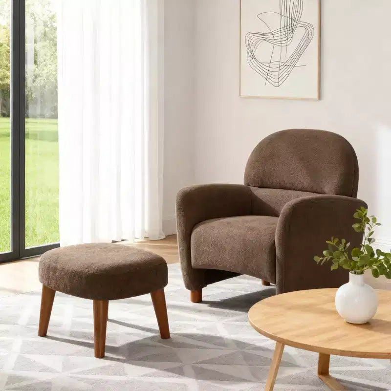 Chaise rembourrée en tissu de loisirs avec pouf