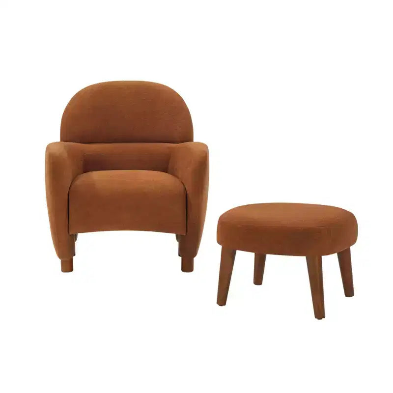 Chaise rembourrée en tissu de loisirs avec pouf
