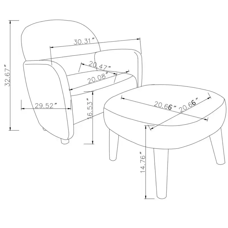 Chaise rembourrée en tissu de loisirs avec pouf