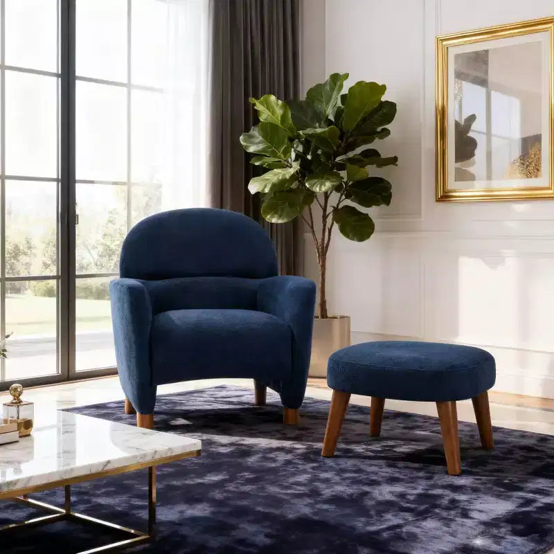 Chaise rembourrée en tissu de loisirs avec pouf
