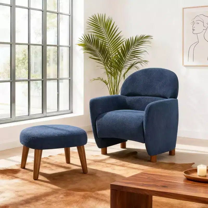 Chaise rembourrée en tissu de loisirs avec pouf
