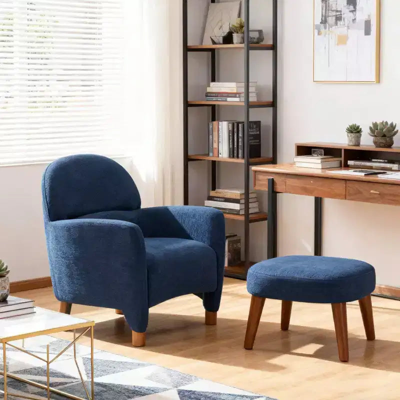 GDFStudio Leisure Fabric Upholstered Chair with Ottoman