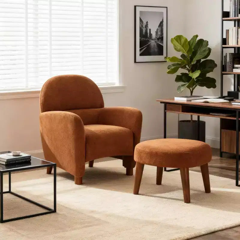 Chaise rembourrée en tissu de loisirs avec pouf