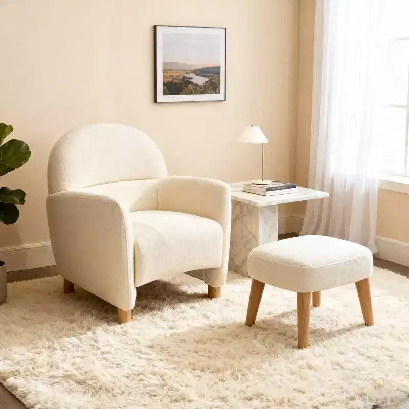 Chaise rembourrée en tissu de loisirs avec pouf