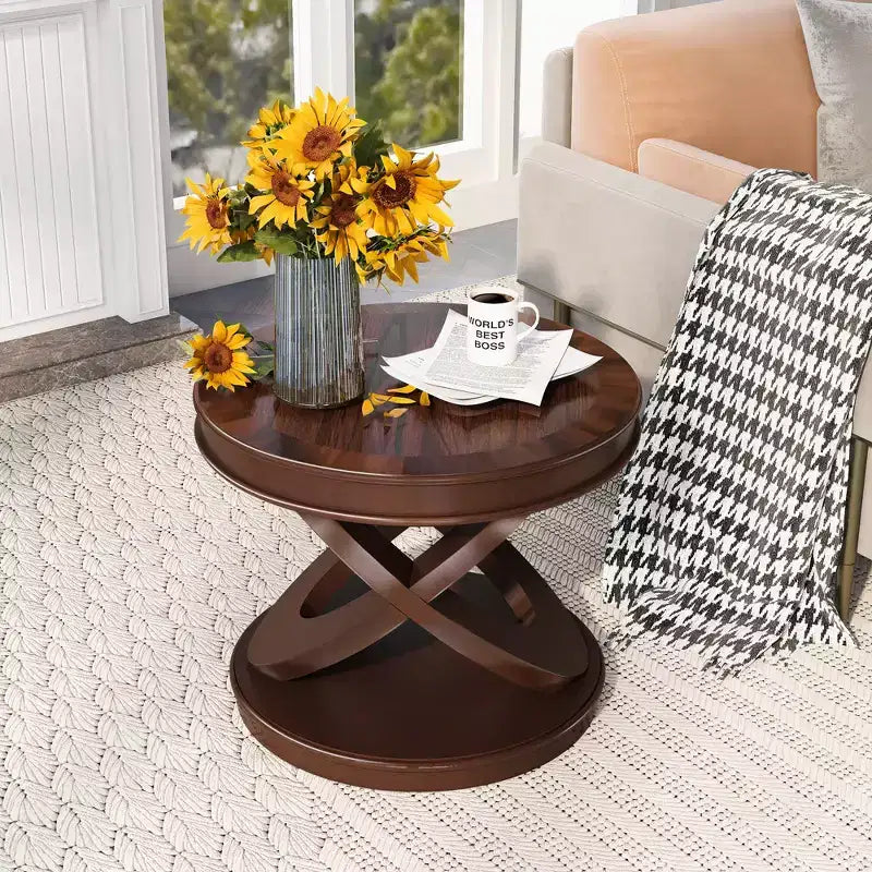 Table d'appoint ronde en bois, style rétro, 20 po