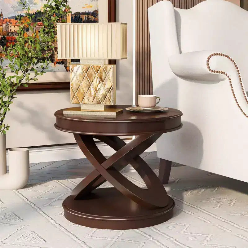 Table d'appoint ronde en bois, style rétro, 20 po