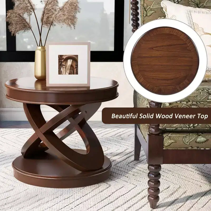Table d'appoint ronde en bois, style rétro, 20 po