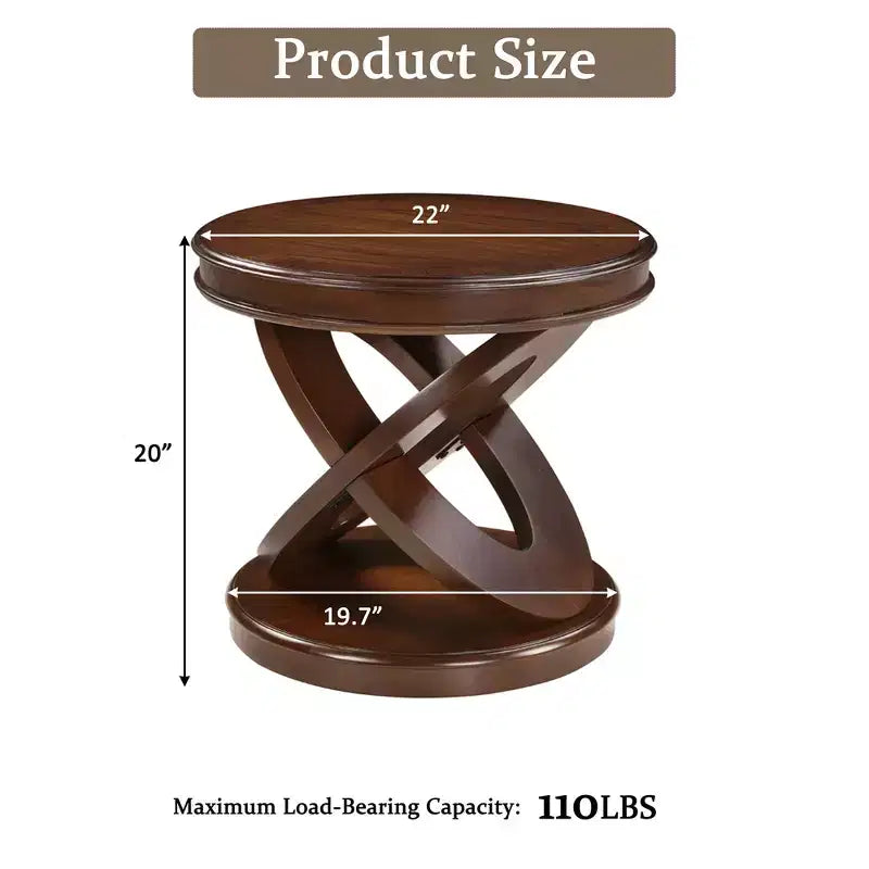 Table d'appoint ronde en bois, style rétro, 20 po
