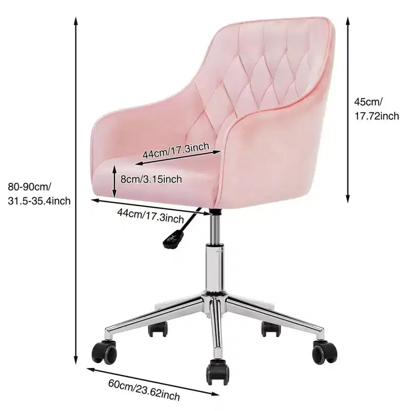 Fauteuil de bureau en velours avec pivot, hauteur réglable
