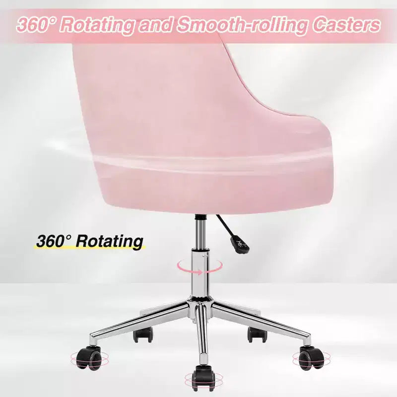 Fauteuil de bureau en velours avec pivot, hauteur réglable