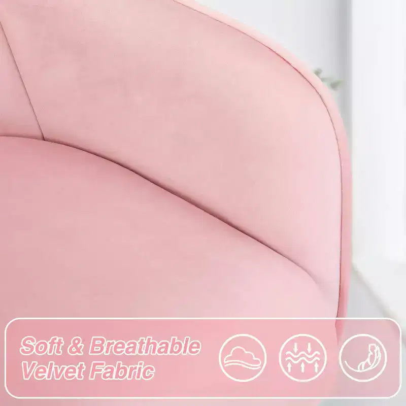 Fauteuil de bureau en velours avec pivot, hauteur réglable