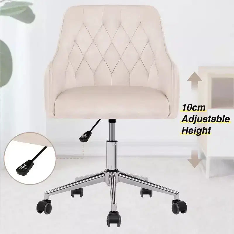 Fauteuil de bureau en velours avec pivot, hauteur réglable
