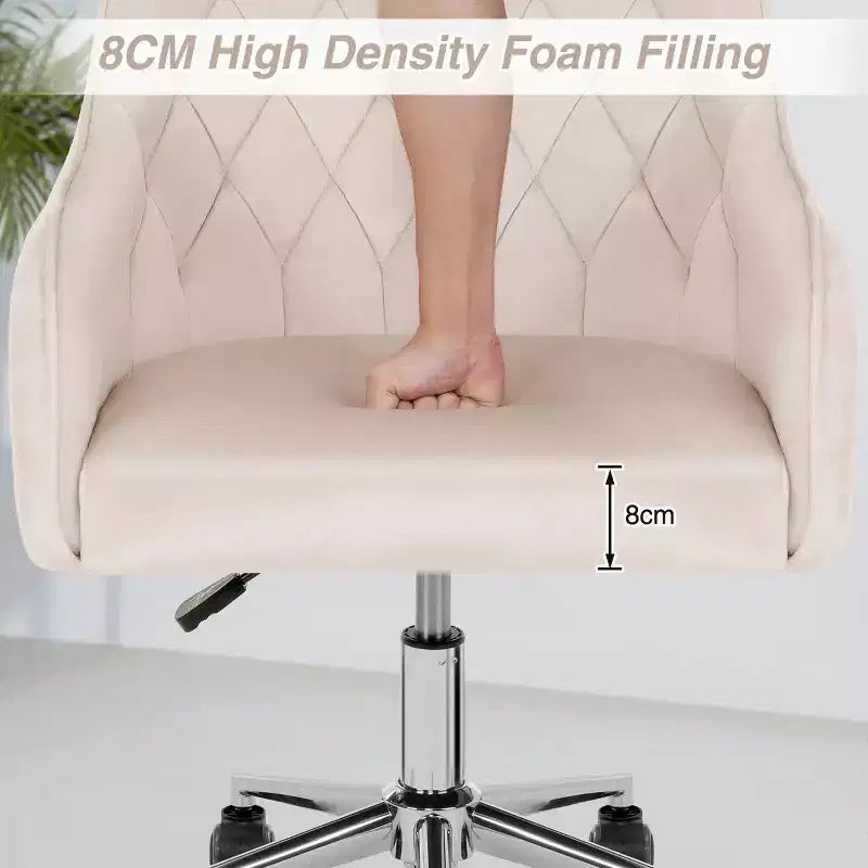 Fauteuil de bureau en velours avec pivot, hauteur réglable