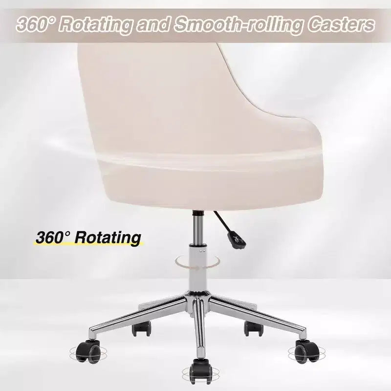 Fauteuil de bureau en velours avec pivot, hauteur réglable