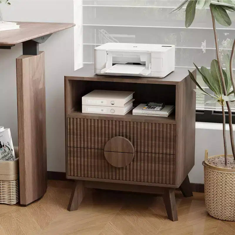 Tables de chevet modernes cannelées, lot de 2, en bois