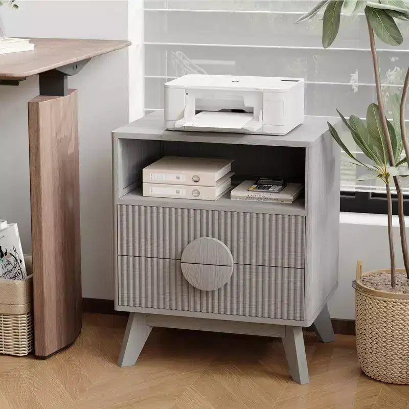 Tables de chevet modernes cannelées, lot de 2, en bois