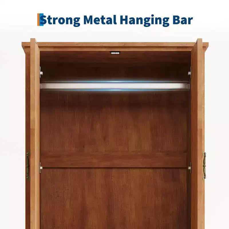 Grande Armoire-penderie en bois en V de 71 po à 2 portes et tiroirs