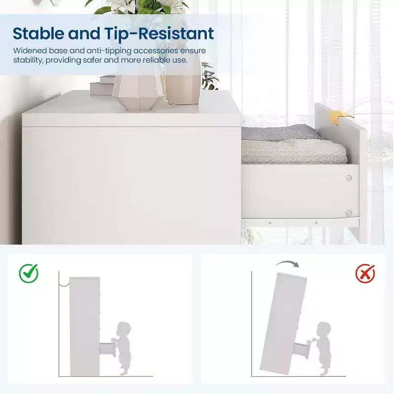 Commode haute 5 tiroirs, en bois moderne avec glissières souples