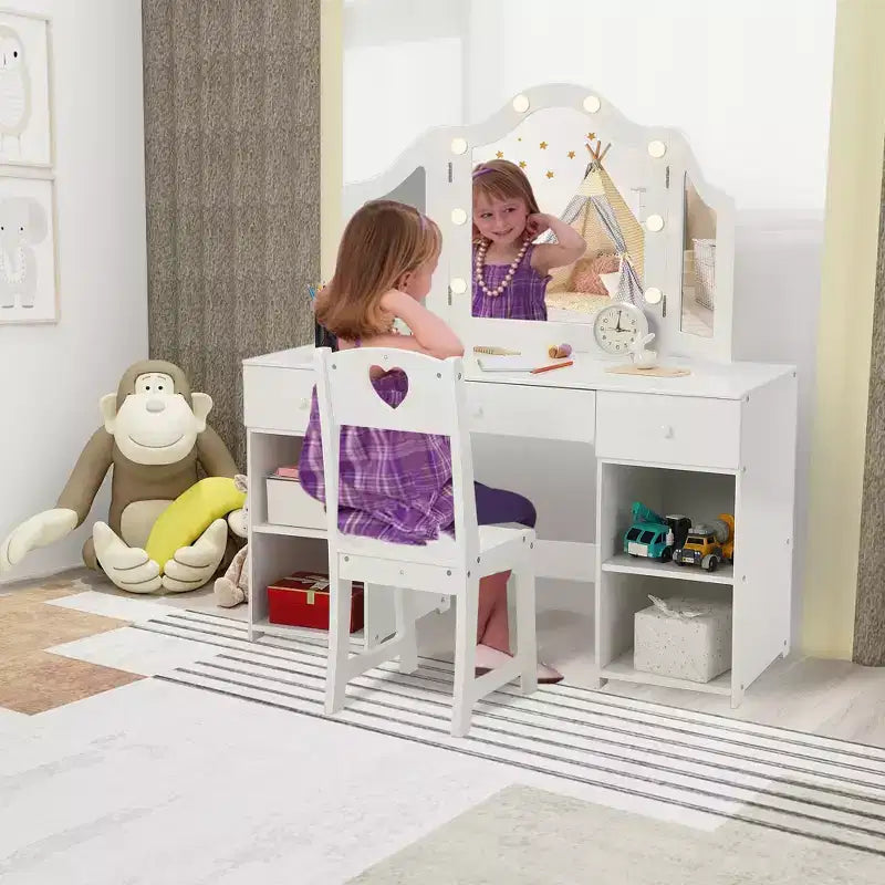 Coiffeuse pour enfants avec lumières, Coiffeuse de princesse avec rangement