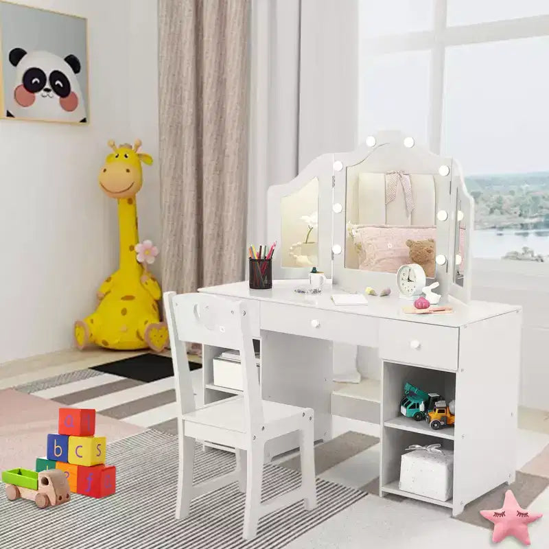 Coiffeuse pour enfants avec lumières, Coiffeuse de princesse avec rangement