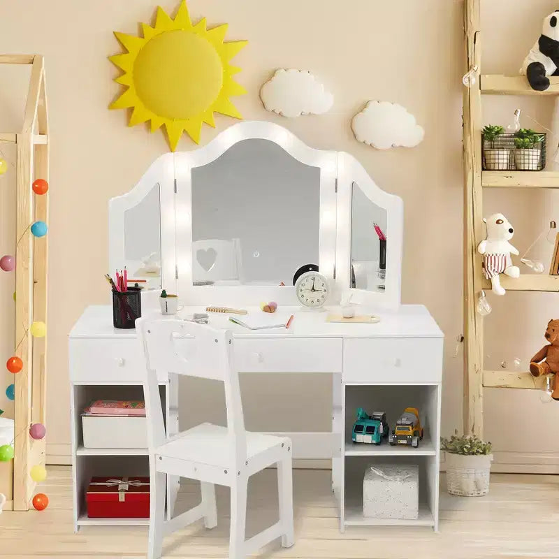 Coiffeuse pour enfants avec lumières, Coiffeuse de princesse avec rangement