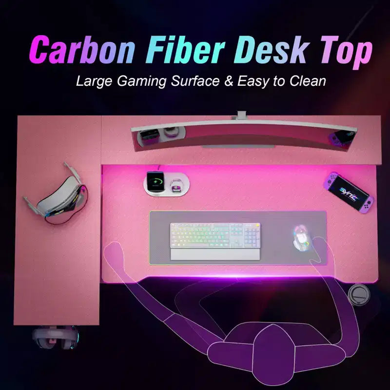 Bureau de jeu en L de 101,6 cm pour petit espace, table d'ordinateur rose