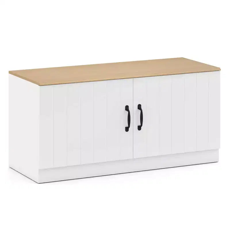 Banc à chaussures 2 portes avec étagères réglables cachées