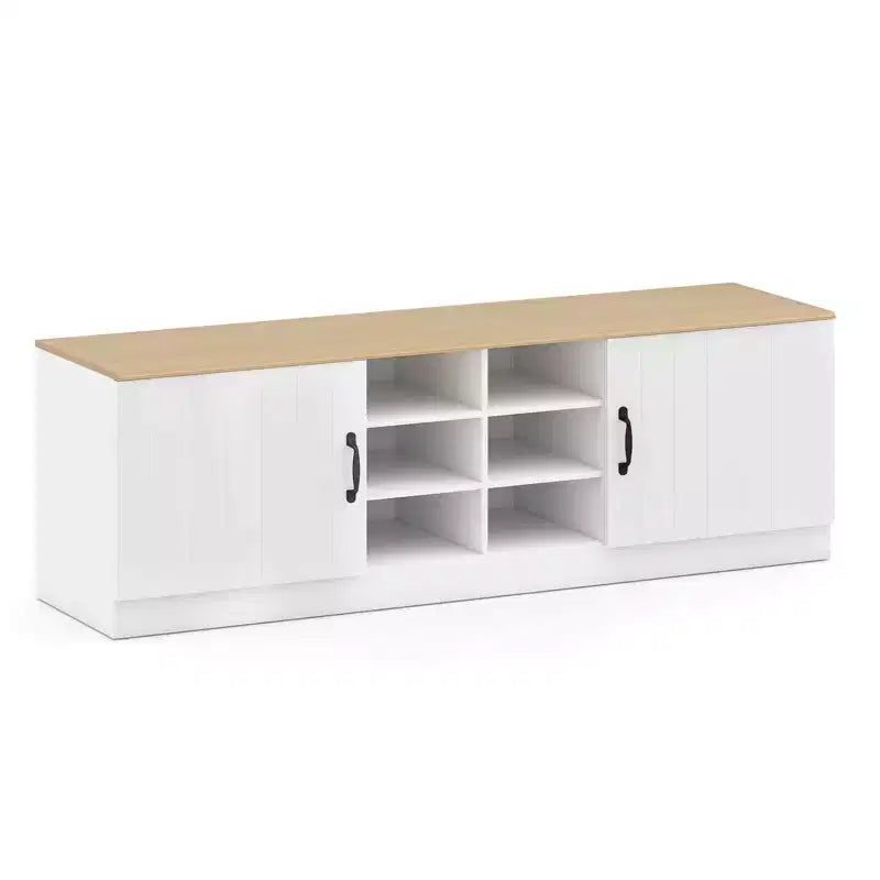 Banc à chaussures 2 portes avec étagères réglables cachées