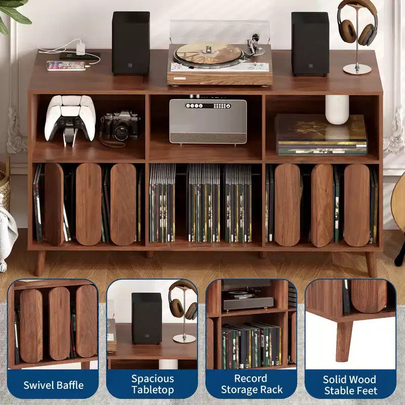 Meuble TV moderne 55 po en bois avec station de recharge