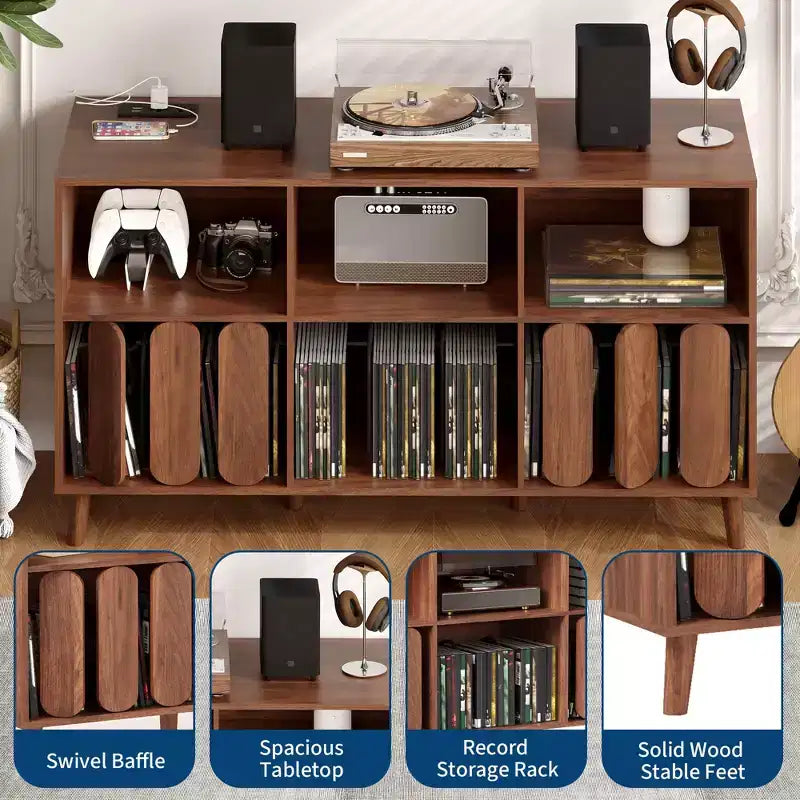 Meuble TV moderne 55 po en bois avec station de recharge