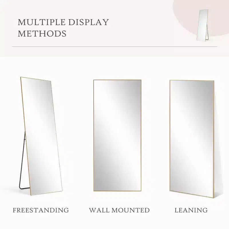 Miroir pleine longueur 16x59, verre HD incassable, cadre en métal