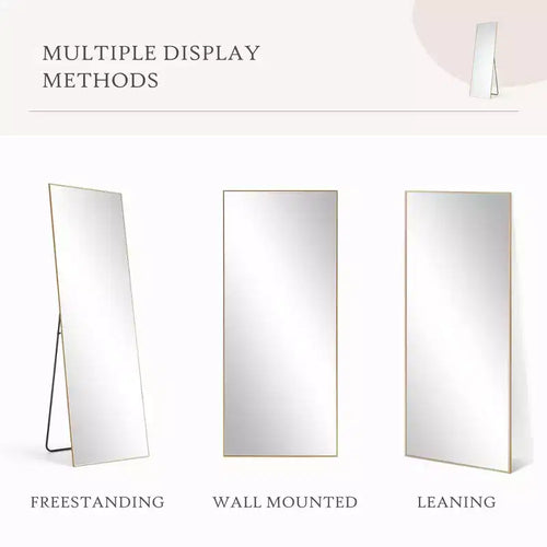 Miroir pleine longueur 16x59, verre HD incassable, cadre en métal