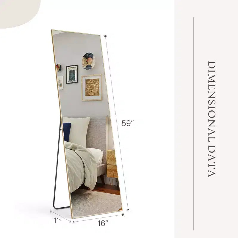 Miroir pleine longueur 16x59, verre HD incassable, cadre en métal