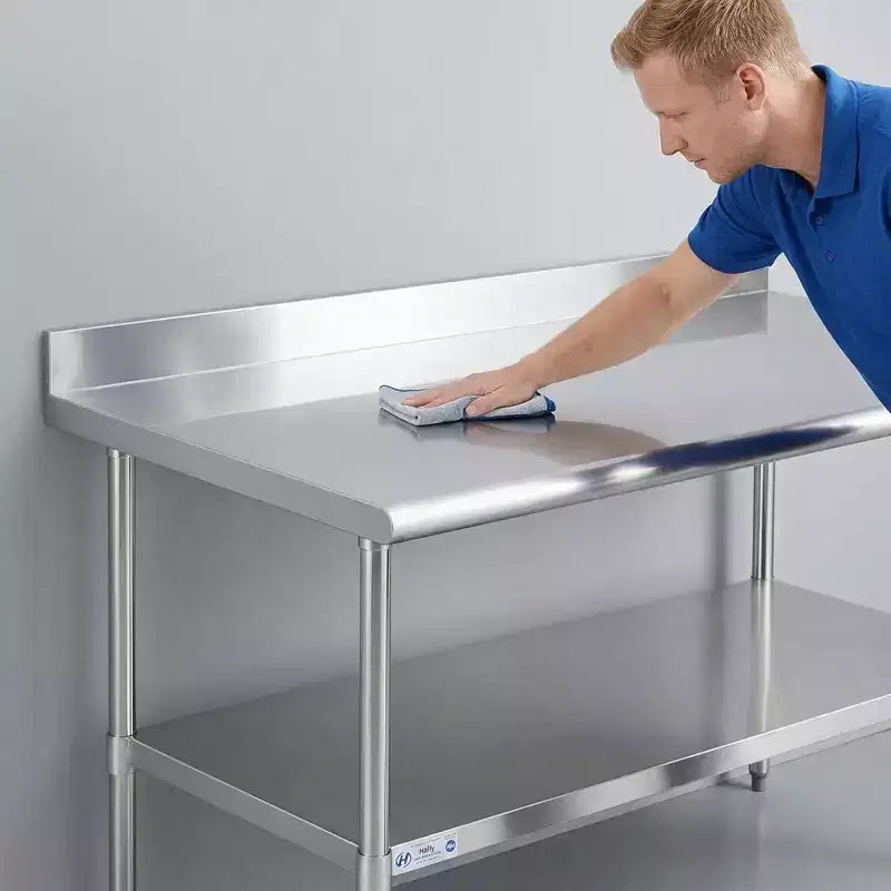 Table de travail en acier inoxydable 60x30 robuste avec tablette réglable