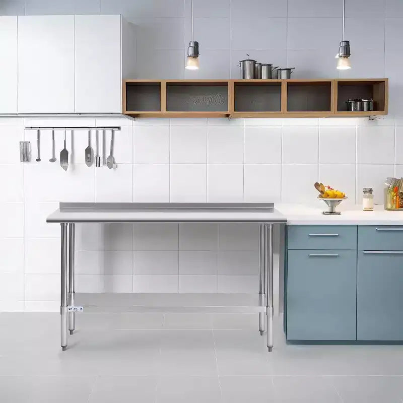 Table de travail en acier inoxydable 60x30 robuste avec tablette réglable