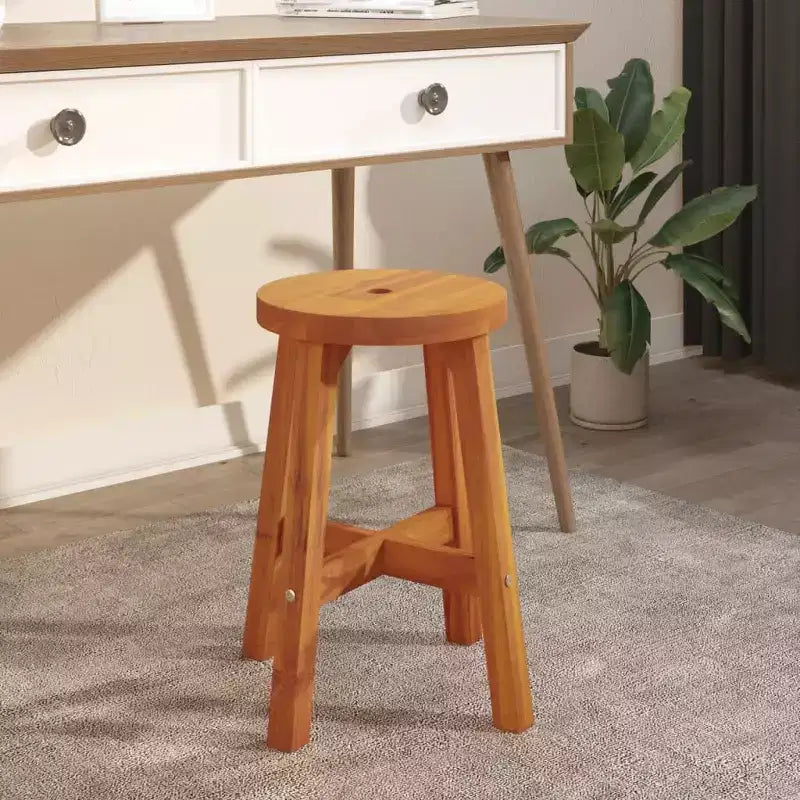 Tabouret marron en acacia massif, de taille moyenne, durable, rond