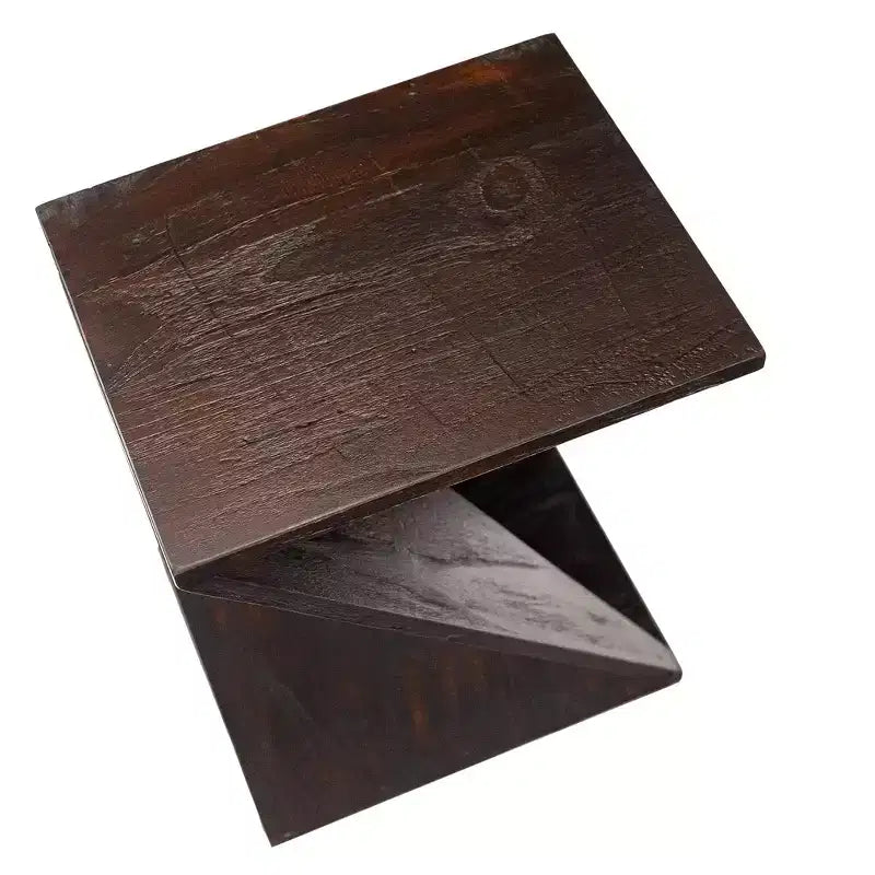 Tabouret torsadé en teck foncé pour douche et bain